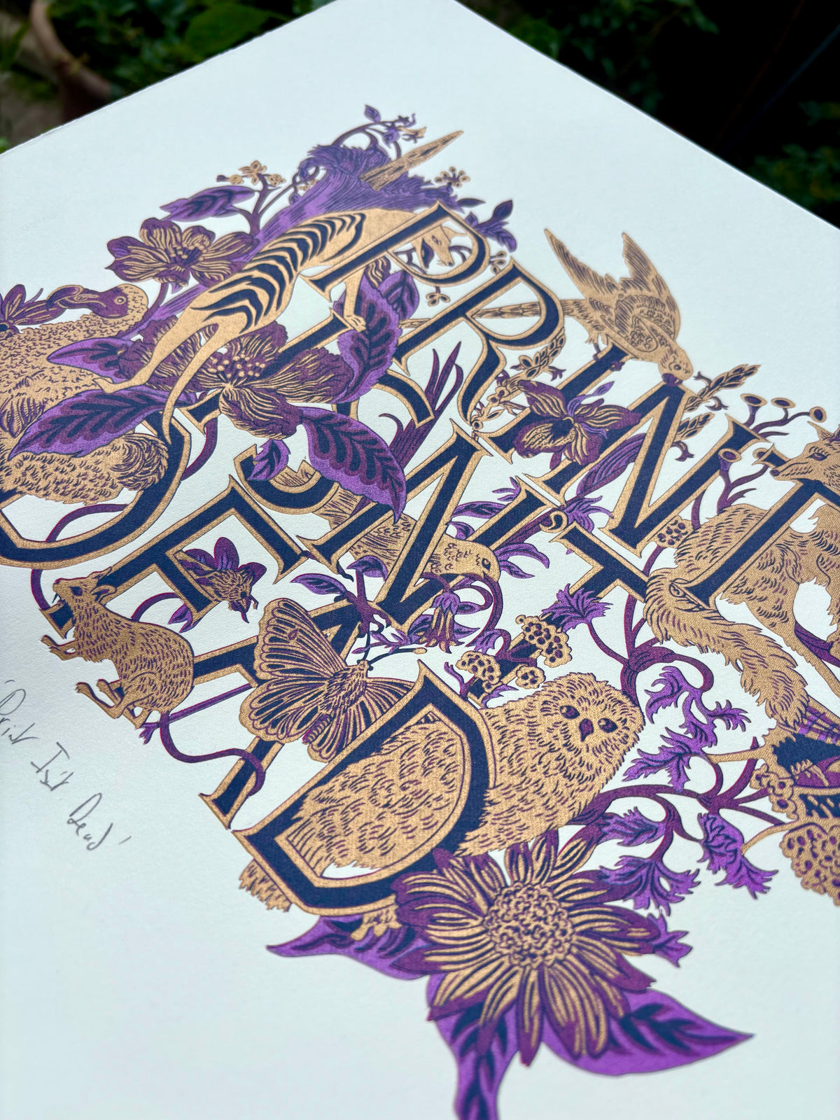 Print Isn't Dead limited edition linoprint (purple/lilac pink)