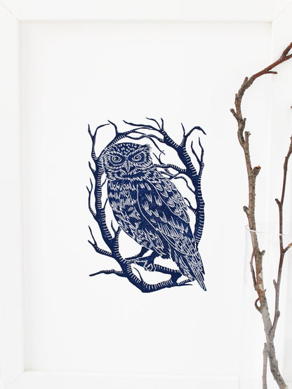 Little Owl linoprint