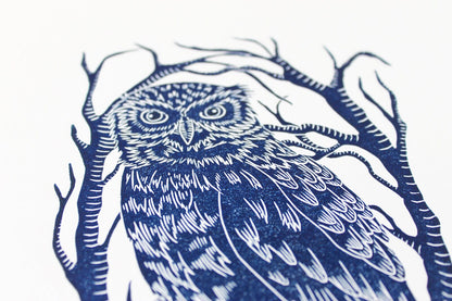 Little Owl linoprint