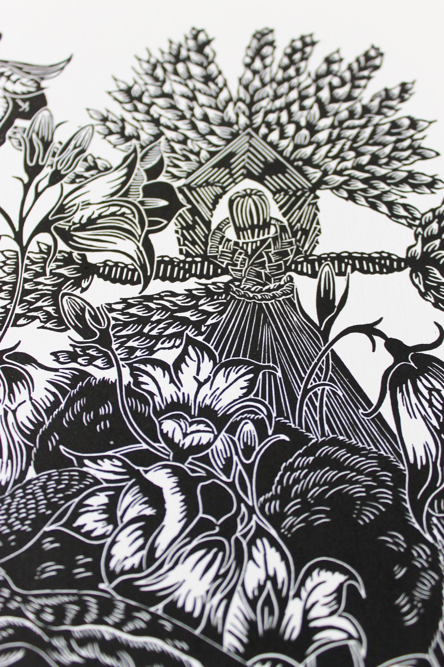 Witches' Thimbles limited edition linoprint