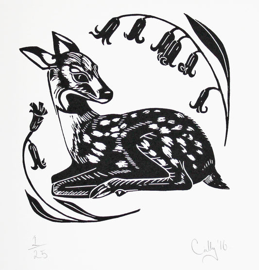 Fallow Deer limted edition linoprint