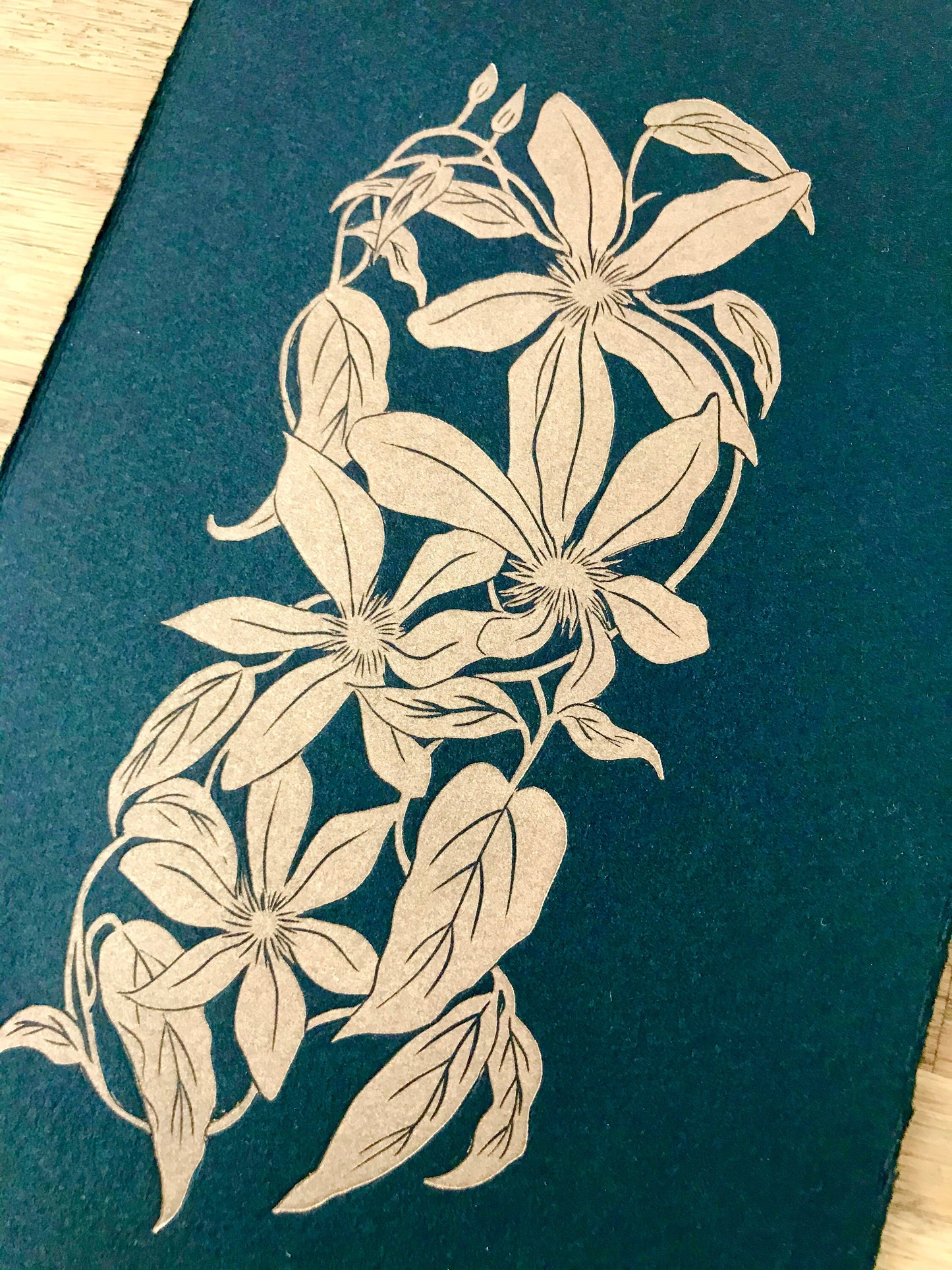 Clematis limited edition linoprint