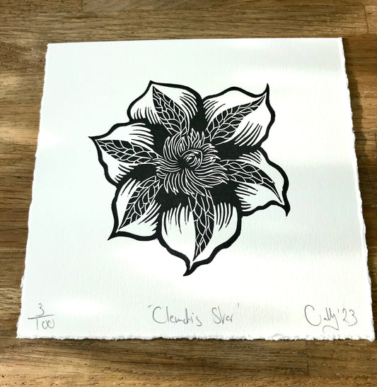 Clematis Star limited edition linoprint