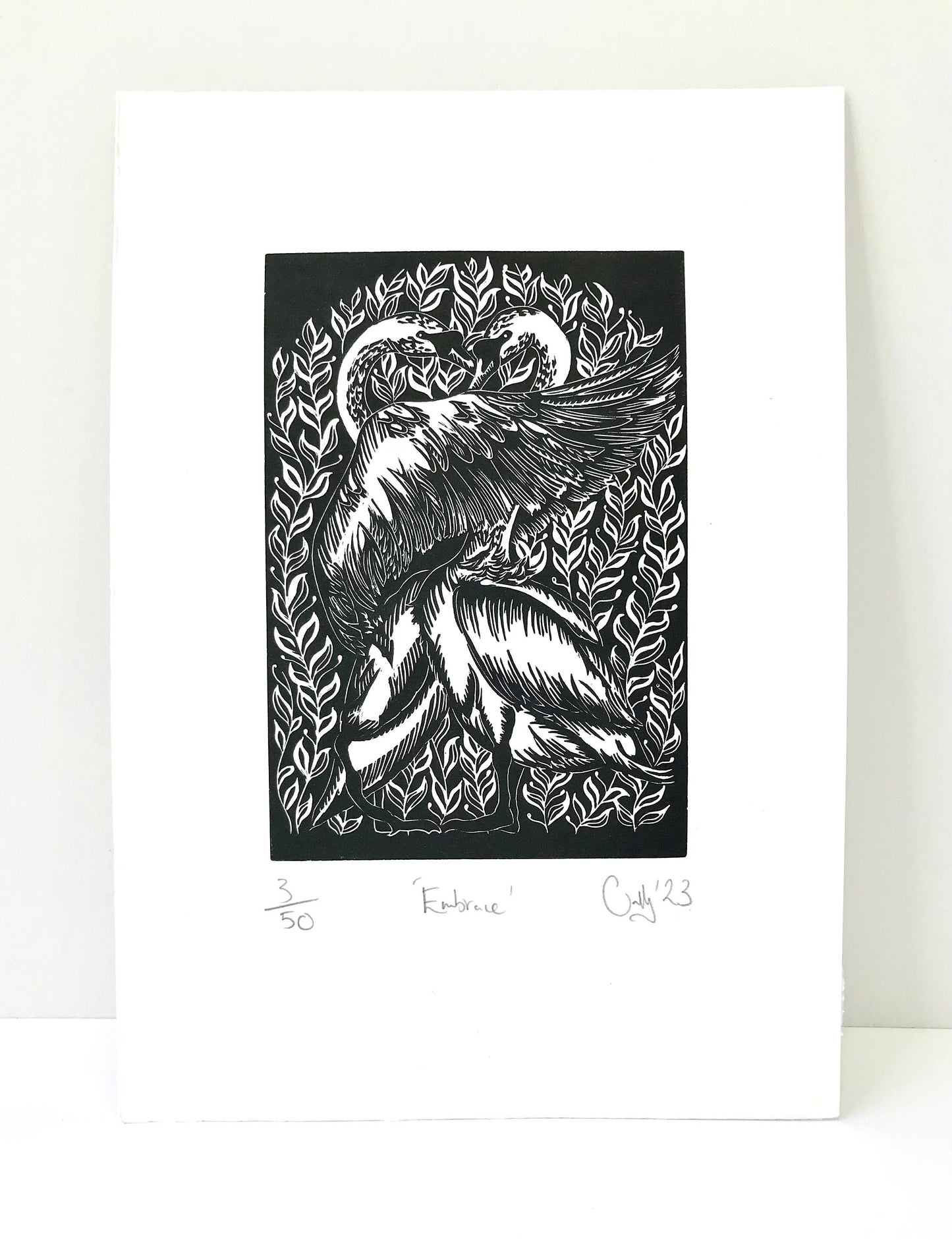 Embrace limited edition linoprint